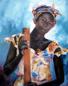 Voir le détail de cette oeuvre: l'africaine et la robe jaune